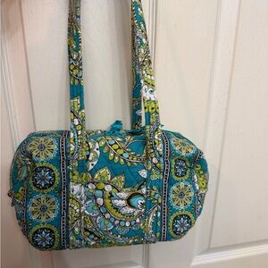 Vera Bradley Teal and Lime Paisley Quilted Shoulder Tote